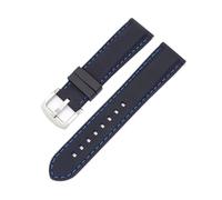 WTNZBAEM Silicone Strap Compatible With Huawei Watch2pro GT2 Watchband Men Sport Universal Bracelet WristbandAccessories(Black-blue,16MM_SILVER BUCKLE)