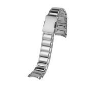 WTNZBAEM Solid Precision Steel Watch Strap Compatible With Casio EQB-500/EQB-501/EQB-800 Chain Curved Interface Watchband(Silver)