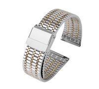 WTNZBAEM Universal Stainless Steel Metal Watch Chain Compatible With Casio Amani Fossil Citizen Fine Strap Waterproof Bracelet(Silver to gold,20mm)