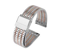 WTNZBAEM Universal Stainless Steel Metal Watch Chain Compatible With Casio Amani Fossil Citizen Fine Strap Waterproof Bracelet(Silver to rosegold,22mm)