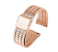 WTNZBAEM Universal Stainless Steel Metal Watch Chain Compatible With Casio Amani Fossil Citizen Fine Strap Waterproof Bracelet(Rose gold,20mm)