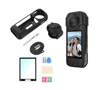Wtohoby Silicone Case Cover + Lens Cap + Lanyard + Screen Protector Film for Insta360 X5 Camera Scratch-Proof Full Protector 360 Camera Accessories