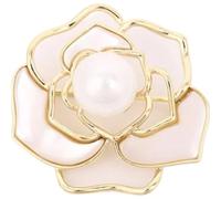 WTongBao Hollow Rose Brooch Temperament Wild Natural Shell Camellia Brooch(milky white)