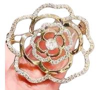 WTongBao Hollow Rose Brooch Temperament Wild Natural Shell Camellia Brooch(water droplet)