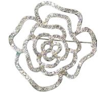 WTongBao Hollow Rose Brooch Temperament Wild Natural Shell Camellia Brooch(white)