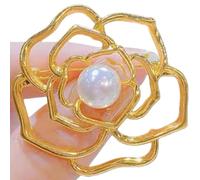 WTongBao Hollow Rose Brooch Temperament Wild Natural Shell Camellia Brooch(yellow)