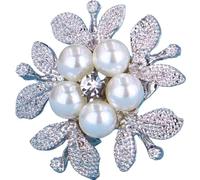 WTongBao Magnificent Flower Pearl Vintage Brooch Suit Pin Accessories Decorative Pin Brooch(silvery)