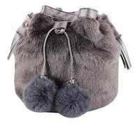 WTongBao Women'S Winter Faux Fur Drawstring Bucket Plush Fluffy Tassel Shoulder Bag