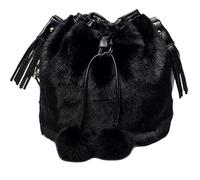 WTongBao Women'S Winter Faux Fur Drawstring Bucket Plush Fluffy Tassel Shoulder Bag