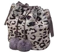 WTongBao Women'S Winter Faux Fur Drawstring Bucket Plush Fluffy Tassel Shoulder Bag