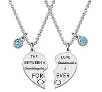 WTOPP 2PCS Grandmother Nan Nanny Granny Grandma and Granddaughter Necklace Gifts The Love Between Grandmother and Granddaughter is Forever Necklace Family Jewelry Christmas Birthday Gift