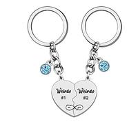 WTOPP 2Pcs Weirdo Keyring Best Friends Gift Friendship Gifts For Women Girls Sister Keyring Weido#1 Weido#2 Keychain Birthday Gifts Graduation BFF Key Ring