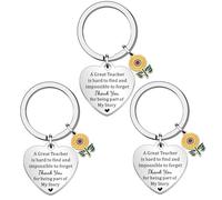 WTOPP 3Pcs Thank You Gifts For Teachers,Teacher Thanksgiving Keyring Gifts,Graduation Back to School End of Year Gifts For Teachers