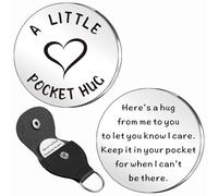 WTOPP A Little Pocket Hug Gifts,Leather Case Stainless Steel Double Sided Gift, Miss You,Thinking Of You,Social Distance Gift For Family And Friends
