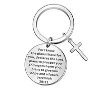 WTOPP Christian Cross Keyring Holy Bible Keyring Inspirational Bible Verse Gifts Religious Gifts-Jeremiah 29:11