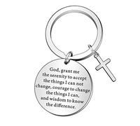 WTOPP Christian Serenity Prayer Keyring - Sobriety Recovery & Inspirational Gift for Women, Men, Teens, Boys, Girls & Birthday