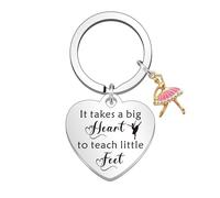 WTOPP Dance Teacher Gift,Dance Teacher Appreciation Gift,It Takes A Big Heart to Teach Little Feet Keyring Ballet Gift