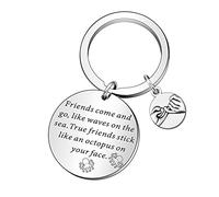 WTOPP Friendship Keyring Best Friend Gift True Friends Stick Like an Octopus On Your Face Keyring Long Distance Friendship Keychain Gift Funny Friendship Gift Graduation Gift