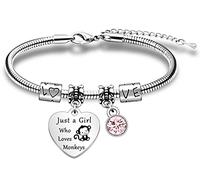 WTOPP Funny Monkey Bracelet Gifts Lover Gift Just A Girl Who Loves Monkeys Monkeys Lover Gift For Girls