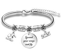 WTOPP Graduation Gifts for Her 2025 Bracelet,Inspirational Bracelet with 2025 Graduation Grad Cap Mantra Quote Spread Your Wings And Fly,Graduation Bracelet College Gifts