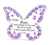 WTOPP Gran Gifts,Gran Butterfly Shaped Plaque,Gifts For Gran,Gran Birthday Christmas Mothers Day Thanksgiving Gifts From Grandson Granddaughter