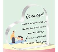 WTOPP Grandad Gifts,Heart-Shaped Acrylic Plaque Gifts For Father's Day From Granddaughter Grandson,Grandad Birthday Gifts,Christmas Presents For Grandad,New Grandad,Best Grandad Ever Acrylic