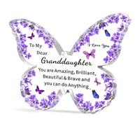 WTOPP Granddaughter Inspirational Gifts,Cute Granddaughter Birthday Gifts, Christmas Gifts For Granddaughter,Beautiful Butterfly-Shaped Acrylic Keepsake From Grandma Grandad