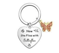 WTOPP Memorial Keyring Thoughtful Bereavement Gifts For Loss Of Mother Grandmother Daughter Sister Sympathy Gift Friend Loved One Now She Flies With Butterflies