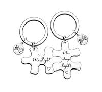 WTOPP Mr. Right and Mrs. Always Right Set of Two Keyring Gifts Perfect for Wedding and Anniversary Celebration Gifts Christmas Birthday Gifts Anniversary Keyring Gifts for Couples