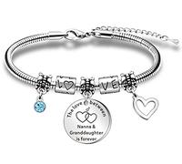 WTOPP Nanna and Granddaughter Bracelet Birthday Christmas Gifts Adjustable Snake Bangle Bracelets Gifts for Nanna Jewellery The Love Between Nanna And Granddaughter Is Forever