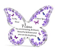 WTOPP Niece Inspirational Gifts,Cute Niece Birthday Gifts, Christmas Gifts For Niece,Beautiful Butterfly-Shaped Acrylic Keepsake,Best Niece Gifts From Uncle Auntie