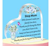 WTOPP Step Mum Gifts,Step Mum Acrylic Heart Plaque Gifts,Christmas Birthday Mother’s Day Gifts For Step Mum From Daughter Son Kids