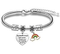 WTOPP Teacher Gifts Teacher Bracelets Teachers Thank You Gift Charm Rainbow Bracelets Teahcers Day Appreciation Jewellery Big Heart Shape Little Minds