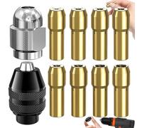 WTpin 10 Pieces Drill Chuck for Electric Grinding Drills, Brass Quick Change Adapter, Drill Chuck Set Brass, M8 Silver Nut + Copper Chuck (4.3 mm Shank Diameter) + Inch 4486 Chuck