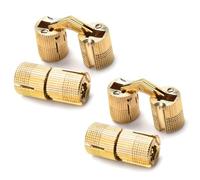 WTpin Pack of 4 Concealed Brass Hinges, Barrel Hinge Invisible, Cylindrical Brass Hinges, Furniture Hinges for DIY, 180° Concealed Copper Hinge, for Hand Craft, Jewellery Box (1 cm)