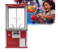 WTRYRN 25-Cent Coin Operated Toy Dispenser,Toy Capsule Dispenser Machine, Gumball Bank Big Capsule Vending Machine,for Game Stores, Retail Stores, Amusement Parks Red