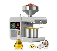 WTRYRN Electric Oil Press Machine,304 Stainless Steel Nut Oil Extractor Seeds,with Intelligent Control & Display/Hopper/Filter,for Commercial Home Kitchen 220V