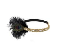 WTRYT Feather Headband 1 Piece Hair Band Women's Vintage Headdress Festival Hair Accessories Headband Peacock Feather Flapper Headpiece Gatsby Costume Accessories for Halloween Carnival Fancy Dress