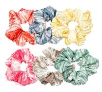 WTRYT Hair Bobbles Pack of 6 Tie Dye Hair Ties Scrunchies Colon Hair Bobbles Elastic Hair Bands Fabric Hair Bobbles Rope Hair Ring Hair Bands Rubber Bands Hair Accessories