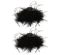 WTRYT Hair Clip Pack of 2 Fluffy Hair Clips with Ostrich Feathers Large Hair Clips Black Fur Claw Clips Non-Slip Feather Hair Accessories Hair Jaw Clips for Women Girls Party Weddings