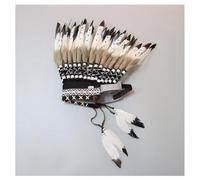 WTRYT Indian Headpiece 1 Piece Chief Jewellery Inspired Middle Feather Headdress Feather Headdress Handmade Indian Feather Crown Feather Headband Hair Accessories for Carnival Theme Party