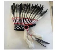 WTRYT Indian Headpiece 1 Piece Chief Jewellery Inspired Middle Feather Headdress Feather Headdress Handmade Indian Feather Crown Feather Headband Hair Accessories for Carnival Theme Party