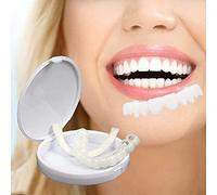 Wttfc 1 Pair False Teeth Veneers Top and Bottom Instant Veneers Fake Teeth White Dentures Smile Veneers Snap in Teeth Temporary Cosmetic Teeth Whitening Prosthesis Teeth for Men Women Adult