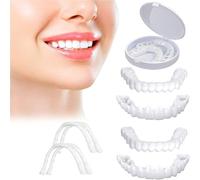 Wttfc 2 Pairs Snap On Veneers Teeth,Confidence Smile Dentures Veneers Comfortable Fake Teeth,Temporary Tooth Top And Bottom,Dentures False Teeth With A Plate, Dental Kits For Adults