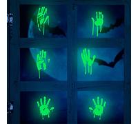 Wttfc Halloween Luminous Bloody Handprint Window Stickers Wall Stickers for Halloween Party Decorations, PVC Scary Halloween Decorations Bloody Sticker Applique Handprint Wall Clings,Green