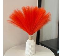 Wttisel 30pcs 22" Orange Pampas Grass - Faux Pampas Grass Decor Artificial Pampas Grass for Tabke Vase Fluffy Artificial Pampas Grass for Boho Home Wedding Mothers Day Decoration