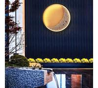WTTTTW 60cm/23.6in, Outdoor Moon Wall Lamp Dimmable Moon Wall Sconce Waterproof Patio Large LED Moon Wall Lights Warm Light Wall Decor Lamp for Porch Backyard Garage