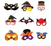 WTUGJEP 9pcs Halloween Masks,Witch Bat Pumpkin Skeleton Frankenstein Demon Mask, for Halloween Cosplay Masks Party Supplies Masquerade Favors Supplies(Adjustable Elastic Band)