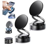 Wtujil Magnetic Phone Holder with Suction Cup, 360° Adjustable Vacuum Suction Cup Phone Mount, Ultra Strong Suction, Foldable Car Phone Holder for iPhone & Android & All Smartphones (2pcs-Black)