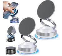 Wtujil Magnetic Phone Holder with Suction Cup, 360° Adjustable Vacuum Suction Cup Phone Mount, Ultra Strong Suction, Foldable Car Phone Holder for iPhone & Android & All Smartphones (2pcs-White)